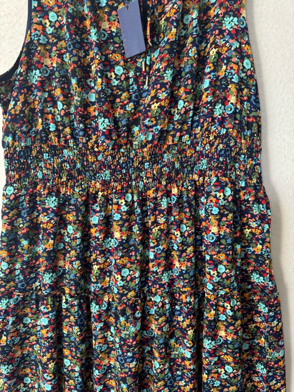 Skies are blue curvy 3x floral tiered maxi dress smocked sleeveless boho NWT - Picture 5 of 7